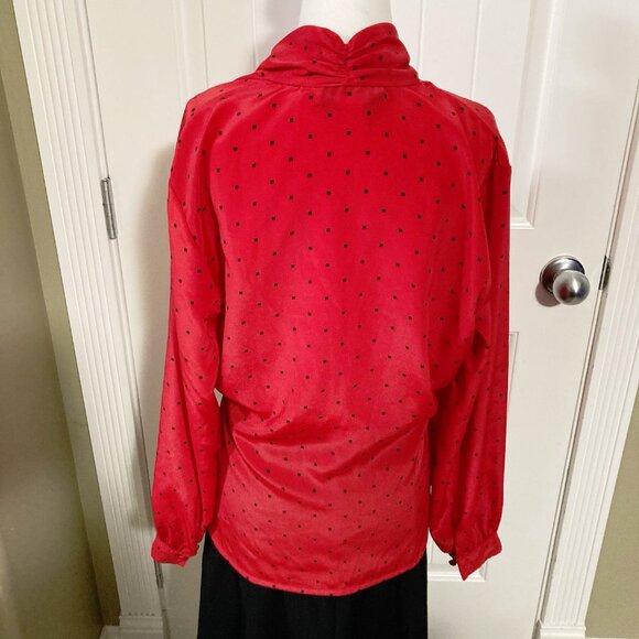 Collections Internationale Dark red black diamond print blouse ~ MEDIUM LARGE - Picture 13 of 13